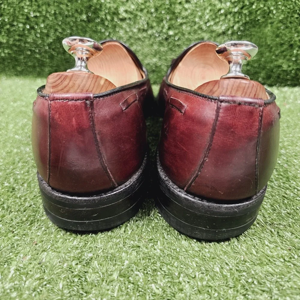Allen Edmonds Grayson Burgundy Leather Slip On Tassel Loafers Mens 13 AAA
